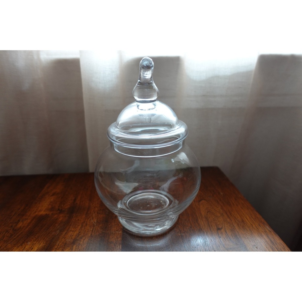 Vintage 8 inches clear glass apothecary jar with lid
